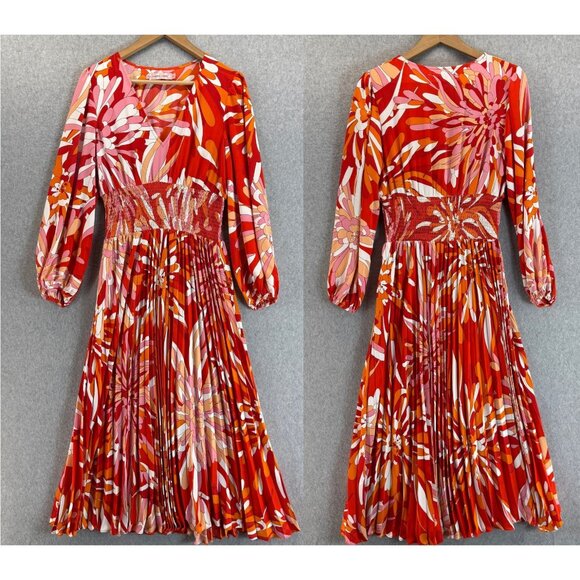 Traffic People Dresses & Skirts - Traffic People Womens Maxi Dress A Line Smocked Groovy Floral VNeck Size Large